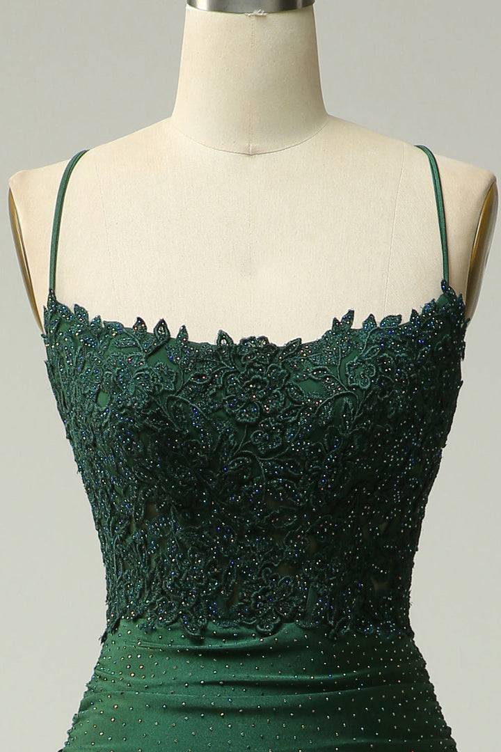 Stylish Mermaid Halter Neck Ball Gown - Lara-Dark green-0-Nora Luxe