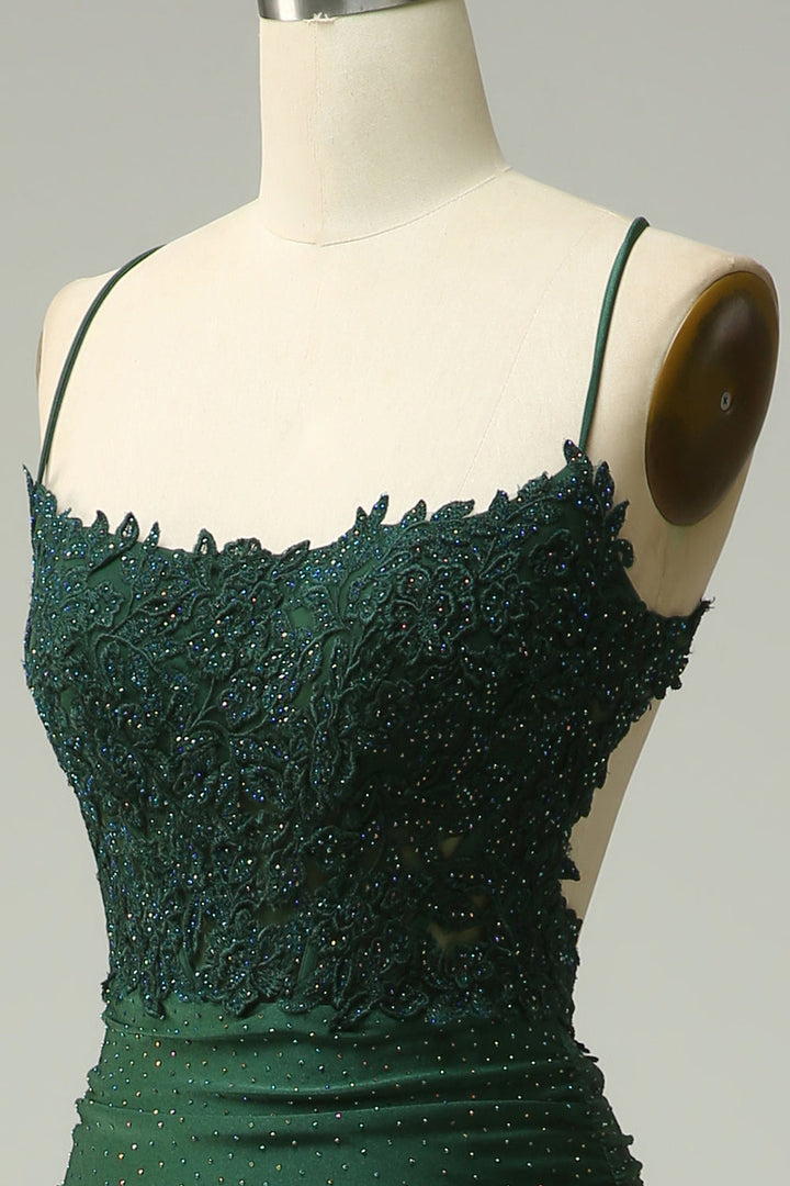 Stylish Mermaid Halter Neck Ball Gown - Lara-Dark green-0-Nora Luxe