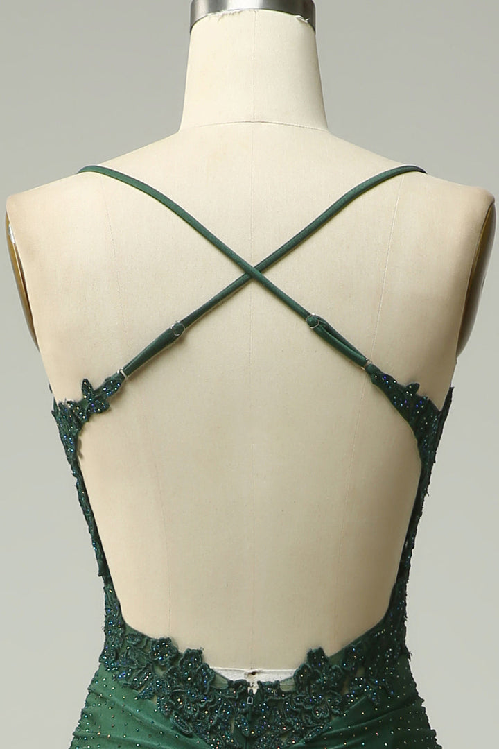 Stylish Mermaid Halter Neck Ball Gown - Lara-Dark green-0-Nora Luxe