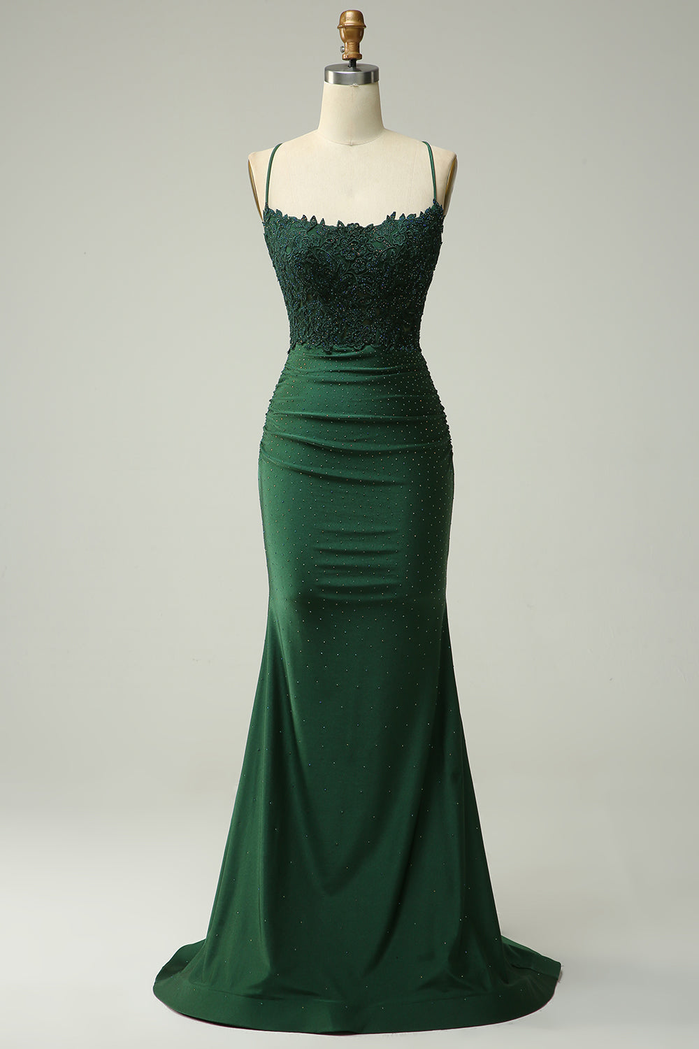Stylish Mermaid Halter Neck Ball Gown - Lara-Dark green-0-Nora Luxe
