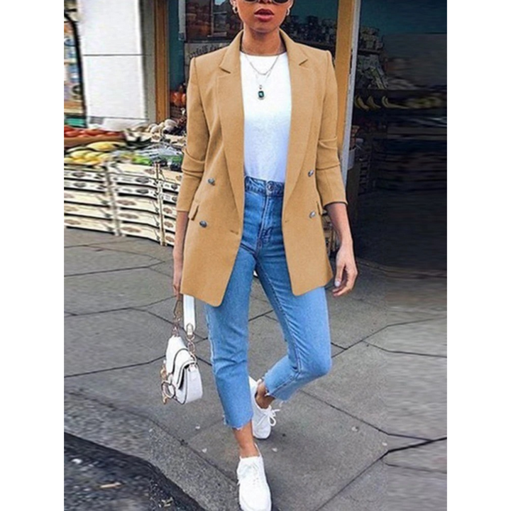 Stylish Mid-length Women's Blazer - Ava-Brown-S-Nora Luxe