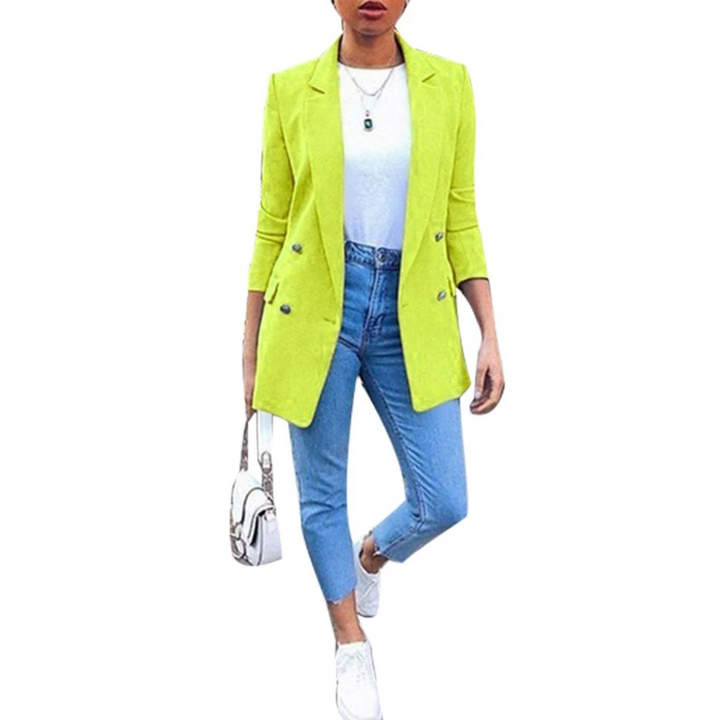 Stylish Mid-length Women's Blazer - Ava-Green-S-Nora Luxe
