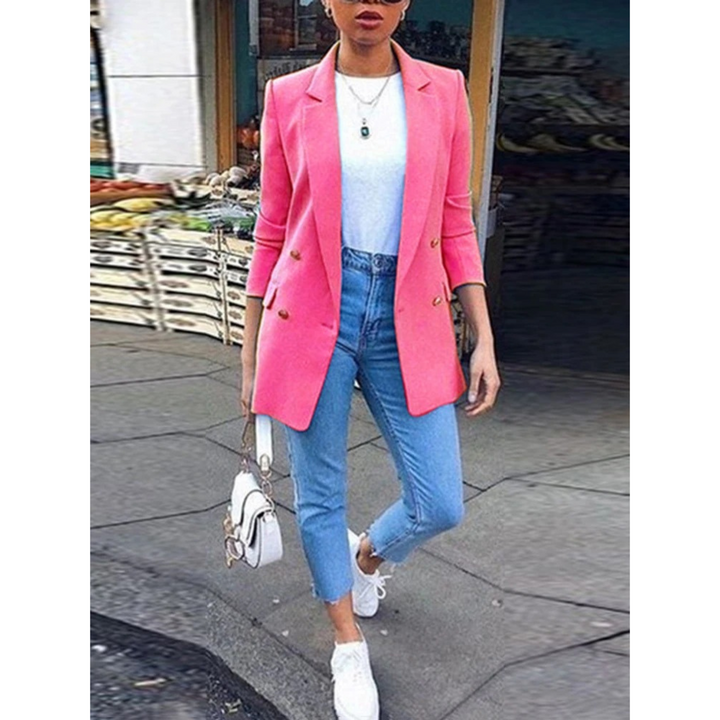 Stylish Mid-length Women's Blazer - Ava-Pink-S-Nora Luxe