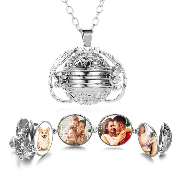Stylish Multi-Layer Photo Locket Necklace-Antique silver-Nora Luxe