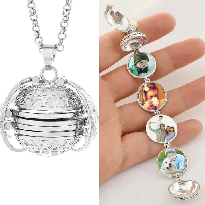 Stylish Multi-Layer Photo Locket Necklace-Antique silver-Nora Luxe