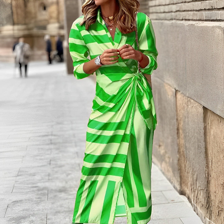 Stylish Multicoloured Maxi Dress - Fiona-Green-S-Nora Luxe