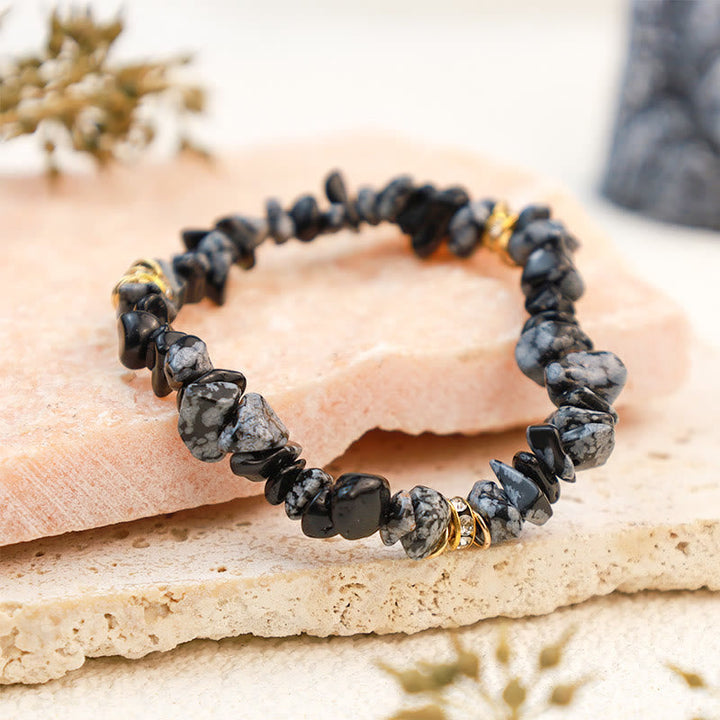 Stylish Natural Stone Crystal Beads Bracelet - Celine-Black Turquoise-Nora Luxe