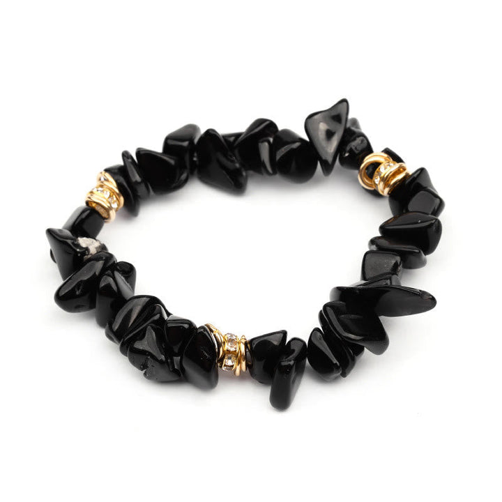 Stylish Natural Stone Crystal Beads Bracelet - Celine-Obsidian-Nora Luxe