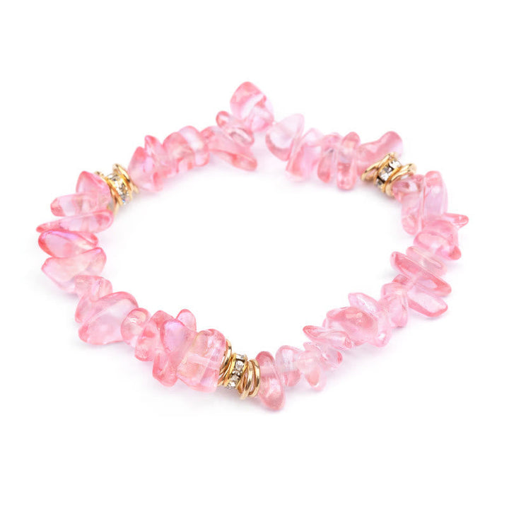 Stylish Natural Stone Crystal Beads Bracelet - Celine-Rose quartz-Nora Luxe