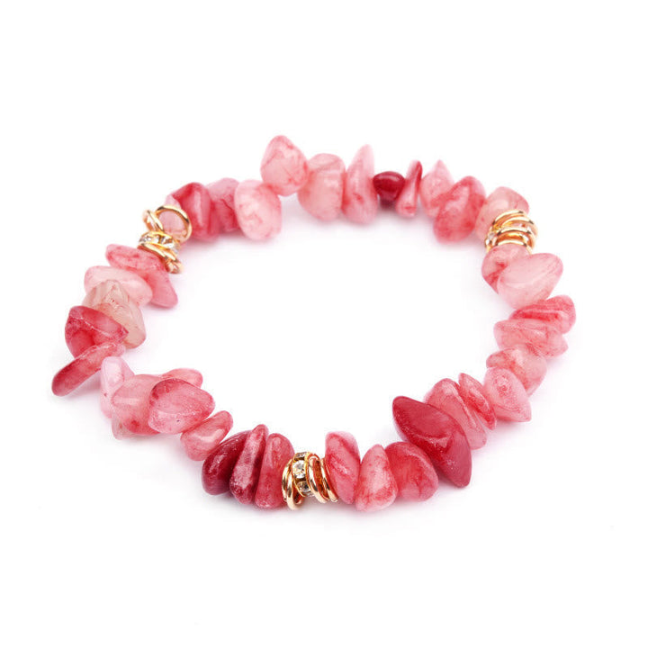 Stylish Natural Stone Crystal Beads Bracelet - Celine-Strawberry quartz-Nora Luxe
