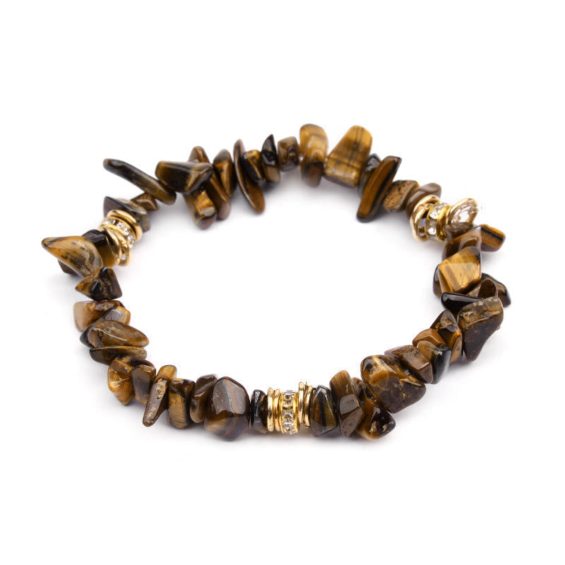 Stylish Natural Stone Crystal Beads Bracelet - Celine-Tiger's eye-Nora Luxe