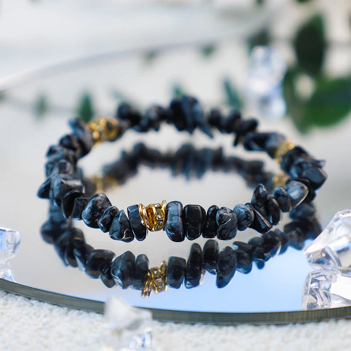 Stylish Natural Stone Crystal Beads Bracelet - Celine-White Turquoise-Nora Luxe