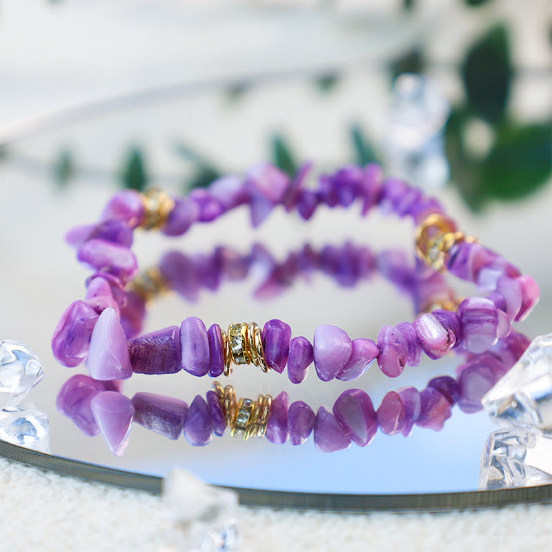 Stylish Natural Stone Crystal Beads Bracelet - Celine-White Turquoise-Nora Luxe