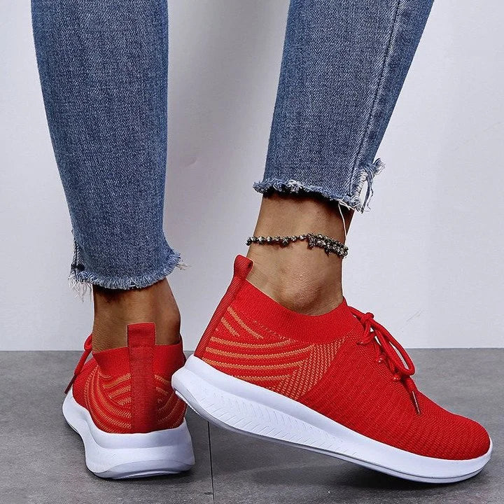 Stylish Orthopaedic Ladies Sneakers - Lyra-Red-3.0-Nora Luxe