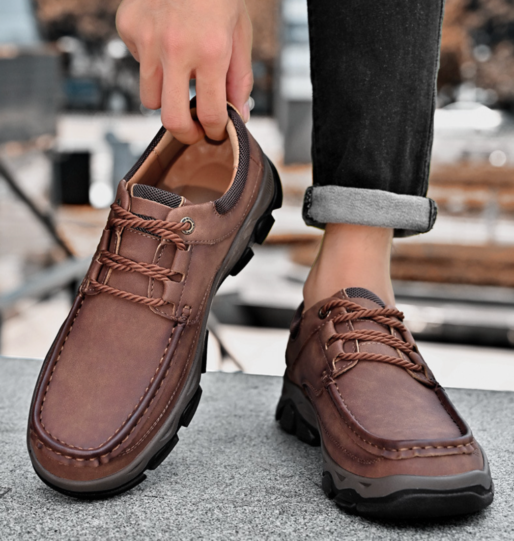 Stylish Orthopaedic Men's Shoes - Lucas-6-Light brown (with laces)-Nora Luxe