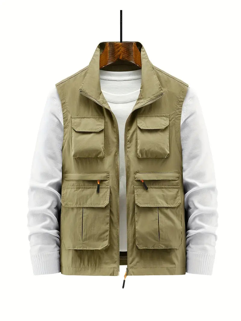 Stylish Outdoor Men's Vest - Thorne-Khaki-M-Nora Luxe