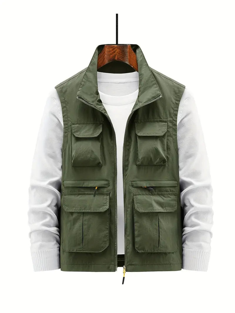 Stylish Outdoor Men's Vest - Thorne-Olive Green-M-Nora Luxe