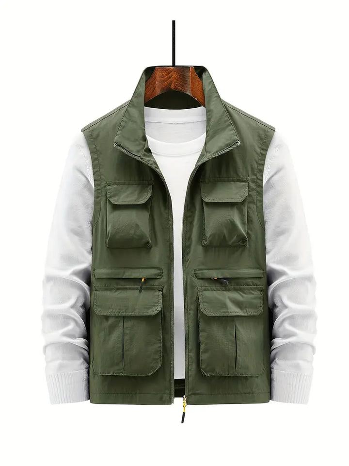 Stylish Outdoor Men's Vest - Thorne-Olive Green-M-Nora Luxe