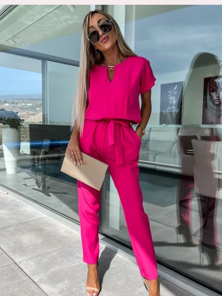 Stylish Patty Jumpsuit - Elise-Fuchsia-S-Nora Luxe