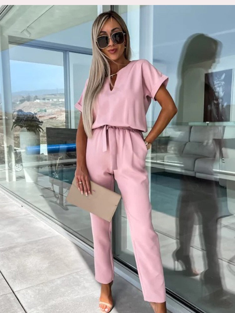 Stylish Patty Jumpsuit - Elise-Pink-S-Nora Luxe