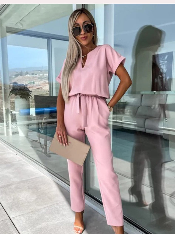 Stylish Patty Jumpsuit - Elise-Pink-S-Nora Luxe
