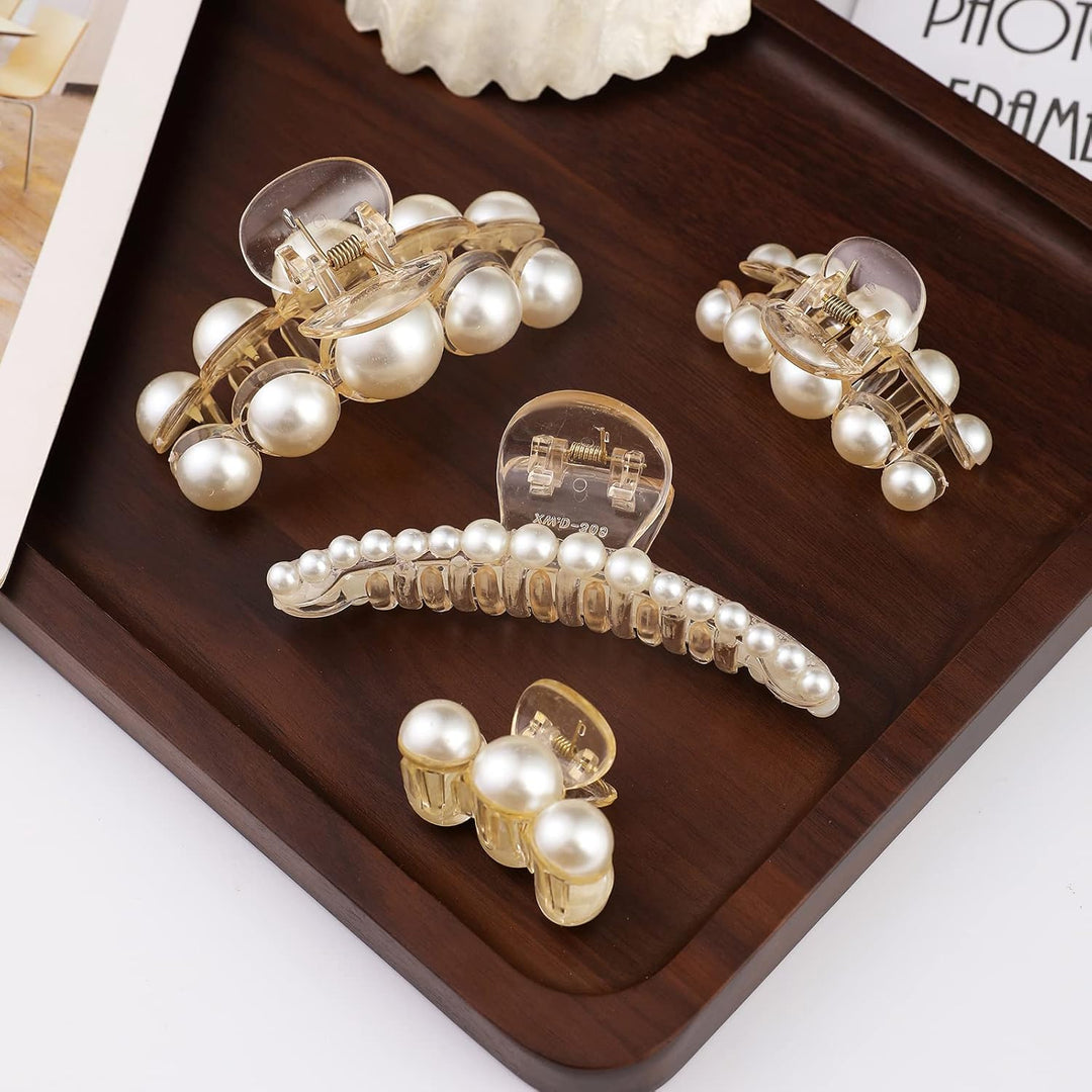 Stylish Pearl Hair Clips - 4-Pack-Set 1-Nora Luxe