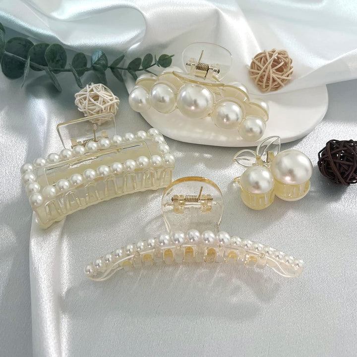 Stylish Pearl Hair Clips - 4-Pack-Set 1-Nora Luxe