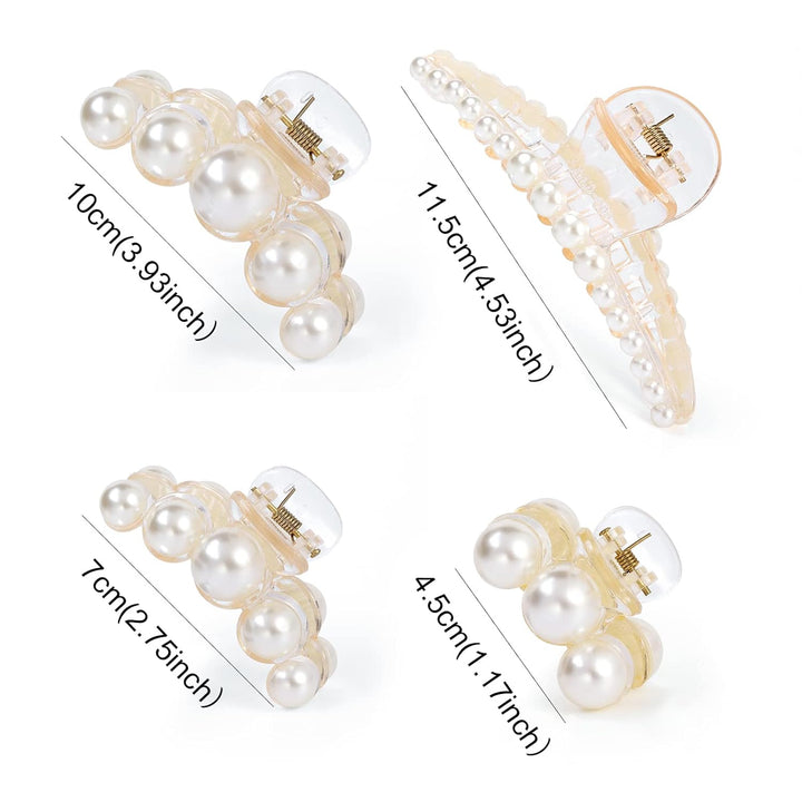 Stylish Pearl Hair Clips - 4-Pack-Set 1-Nora Luxe