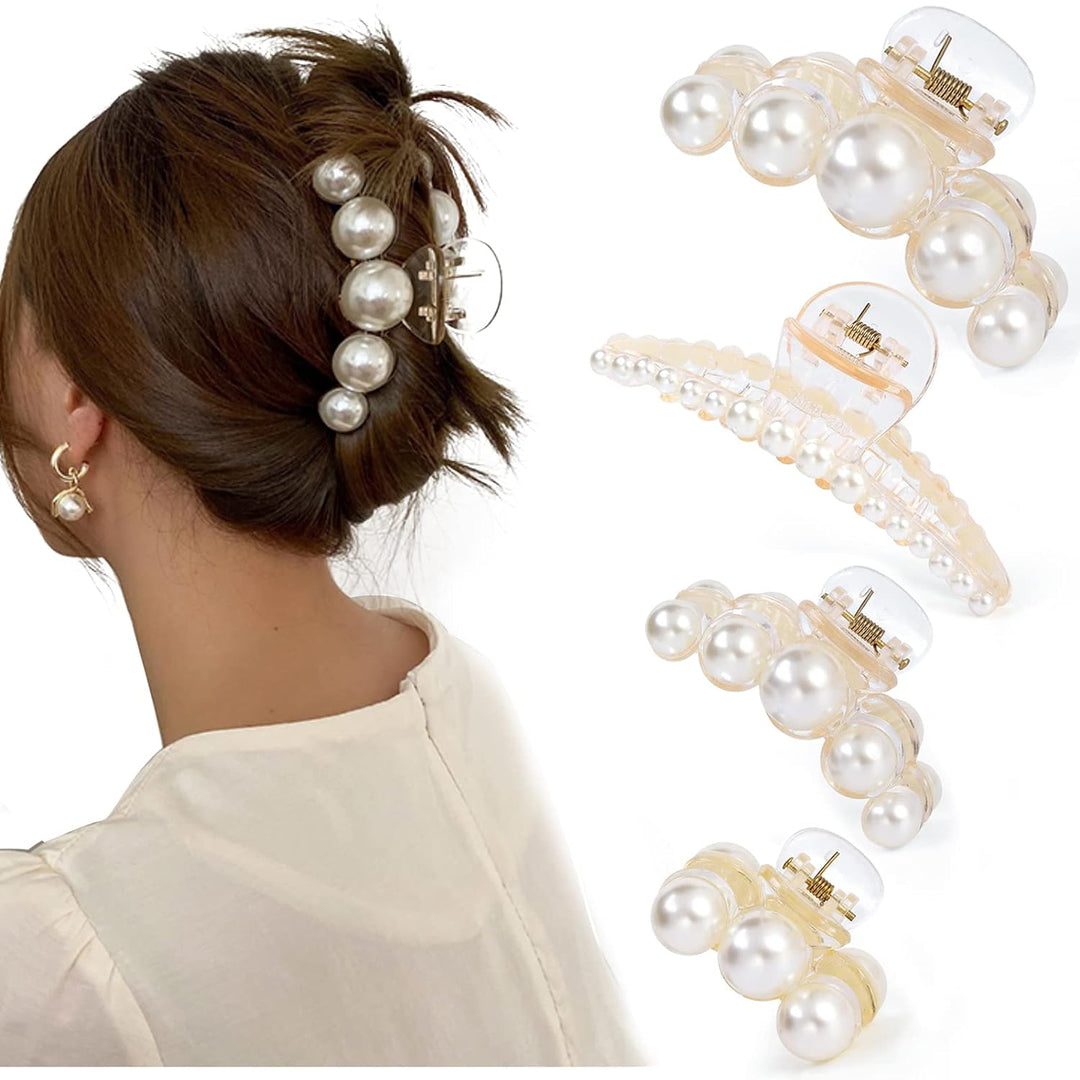 Stylish Pearl Hair Clips - 4-Pack-Set 1-Nora Luxe