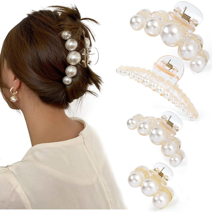 Stylish Pearl Hair Clips - 4-Pack-Set 1-Nora Luxe