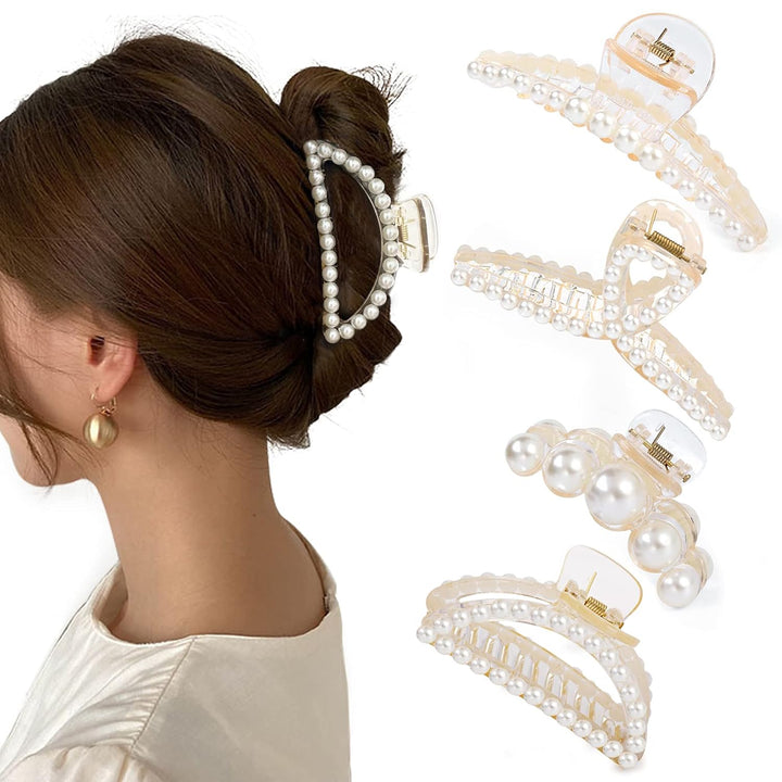 Stylish Pearl Hair Clips - 4-Pack-Set 4-Nora Luxe