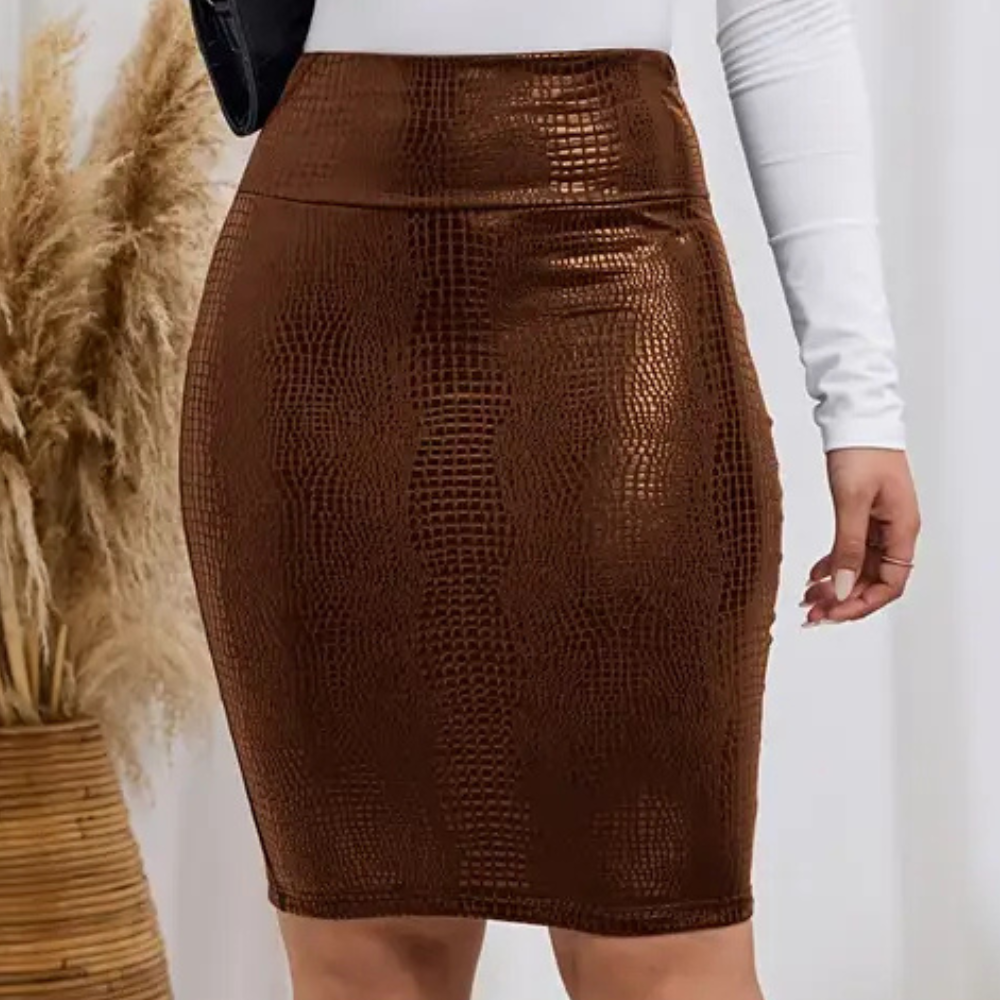 Stylish Pencil Skirt - Lena-Brown-XS-Nora Luxe