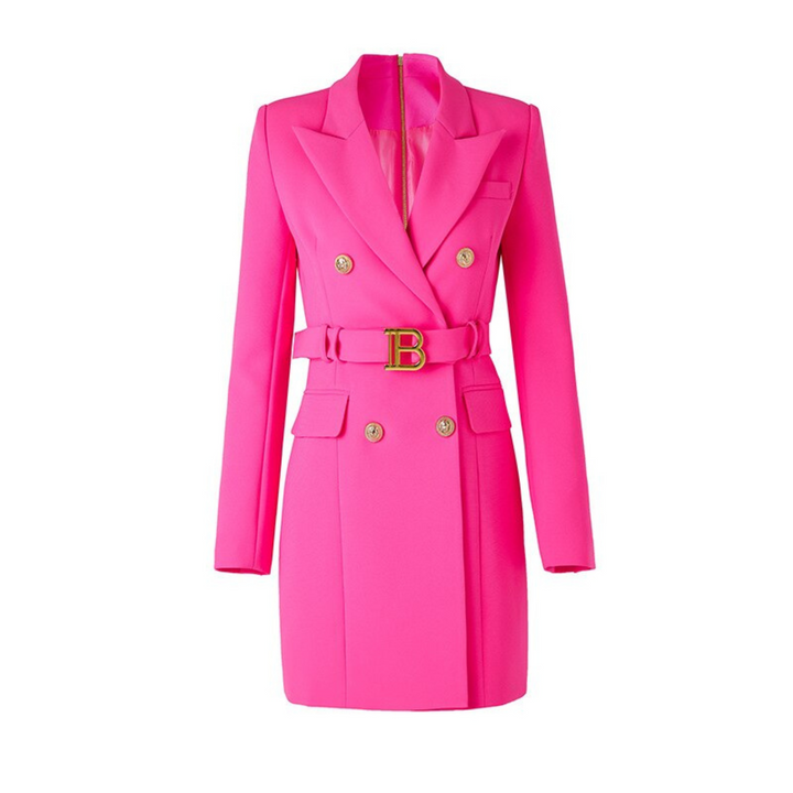 Stylish Plain Blazer Dress - Celeste-Pink-S-Nora Luxe