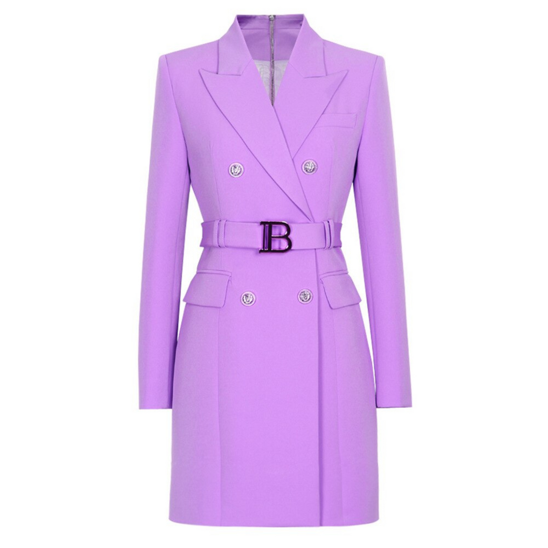 Stylish Plain Blazer Dress - Celeste-Purple-S-Nora Luxe