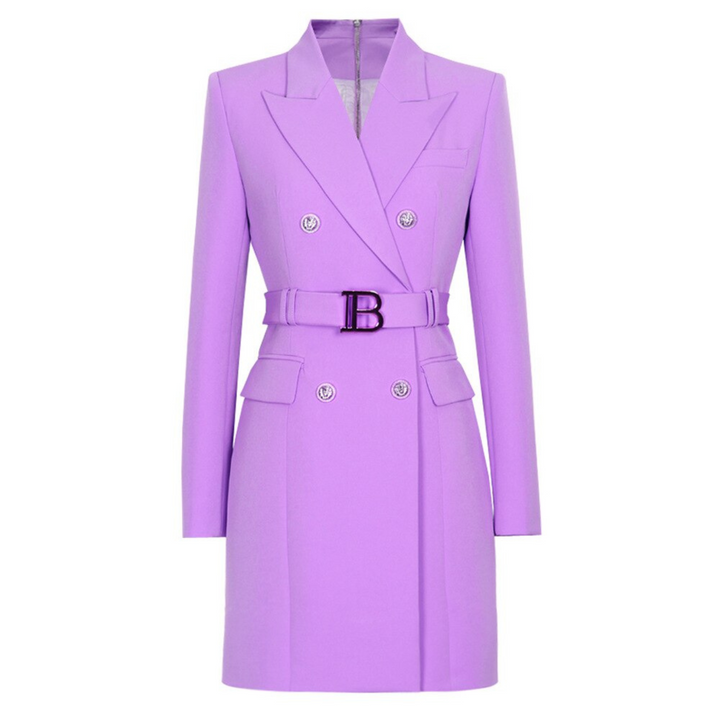 Stylish Plain Blazer Dress - Celeste-Purple-S-Nora Luxe