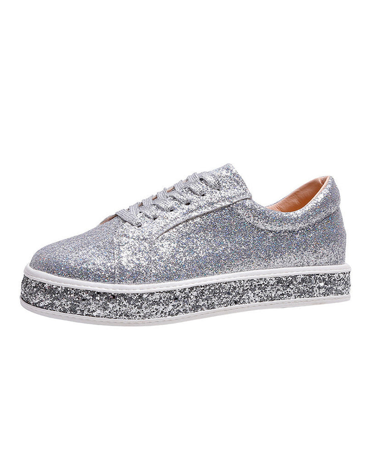 Stylish Platform Glitter Ladies Sneakers - Sienna-Silver-3.0-Nora Luxe