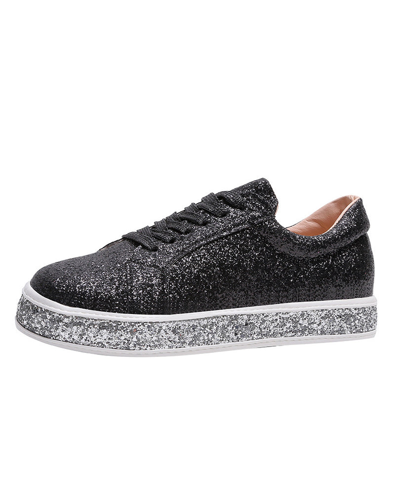 Stylish Platform Glitter Ladies Sneakers - Sienna-Silver-3.0-Nora Luxe