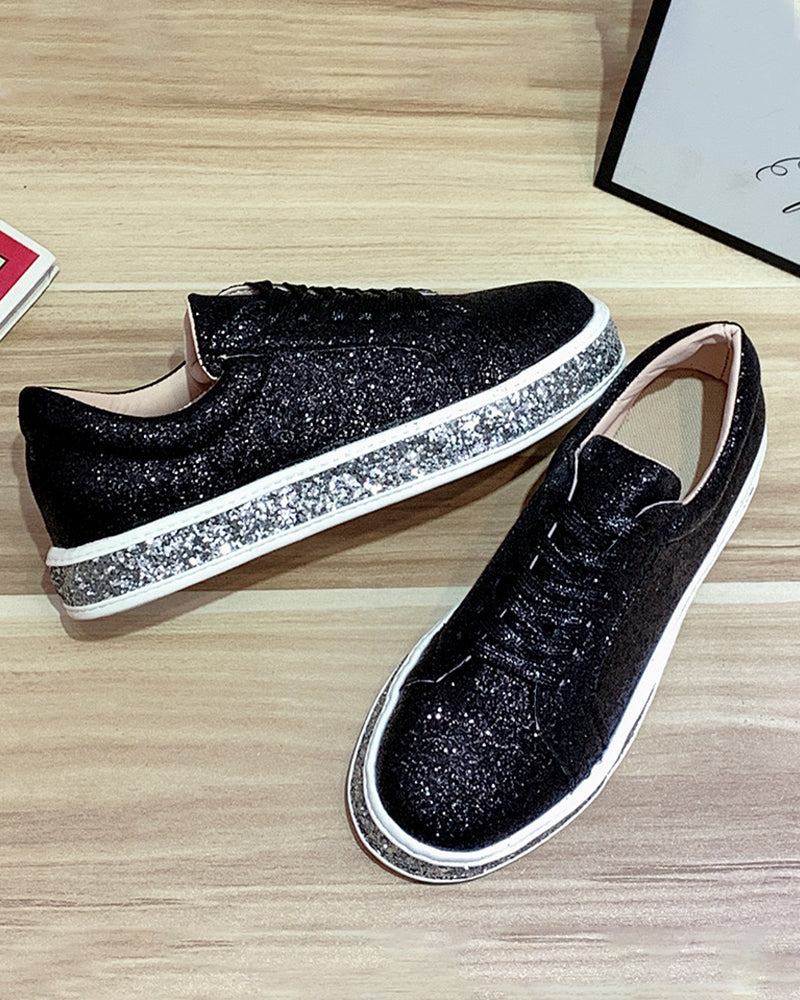 Stylish Platform Glitter Ladies Sneakers - Sienna-Silver-3.0-Nora Luxe