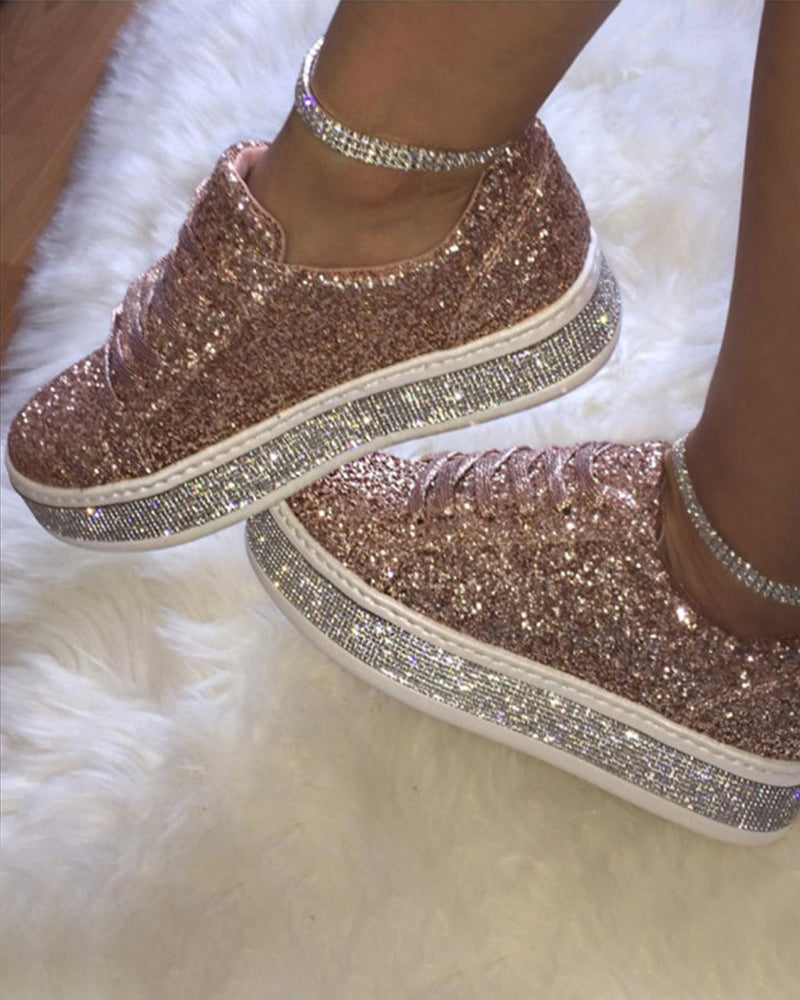 Stylish Platform Glitter Ladies Sneakers - Sienna-Silver-3.0-Nora Luxe