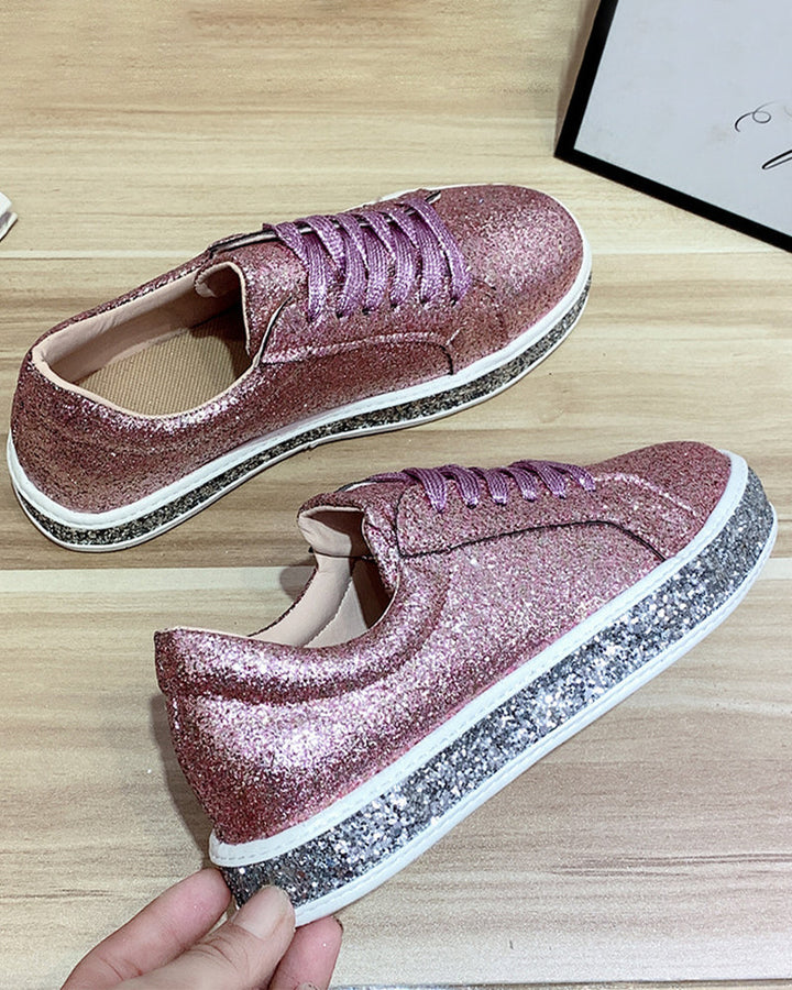 Stylish Platform Glitter Ladies Sneakers - Sienna-Silver-3.0-Nora Luxe