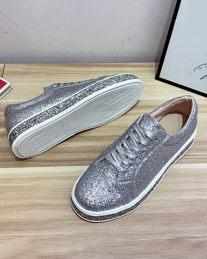 Stylish Platform Glitter Ladies Sneakers - Sienna-Silver-3.0-Nora Luxe