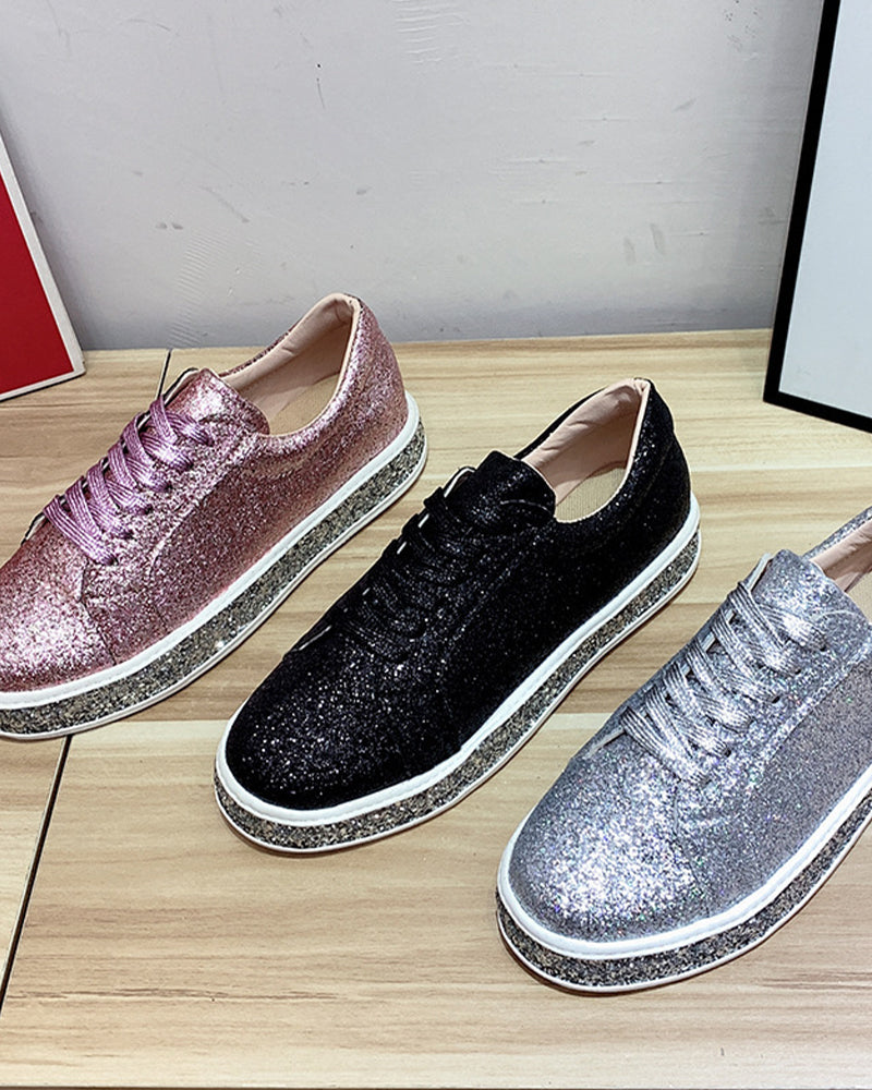 Stylish Platform Glitter Ladies Sneakers - Sienna-Silver-3.0-Nora Luxe
