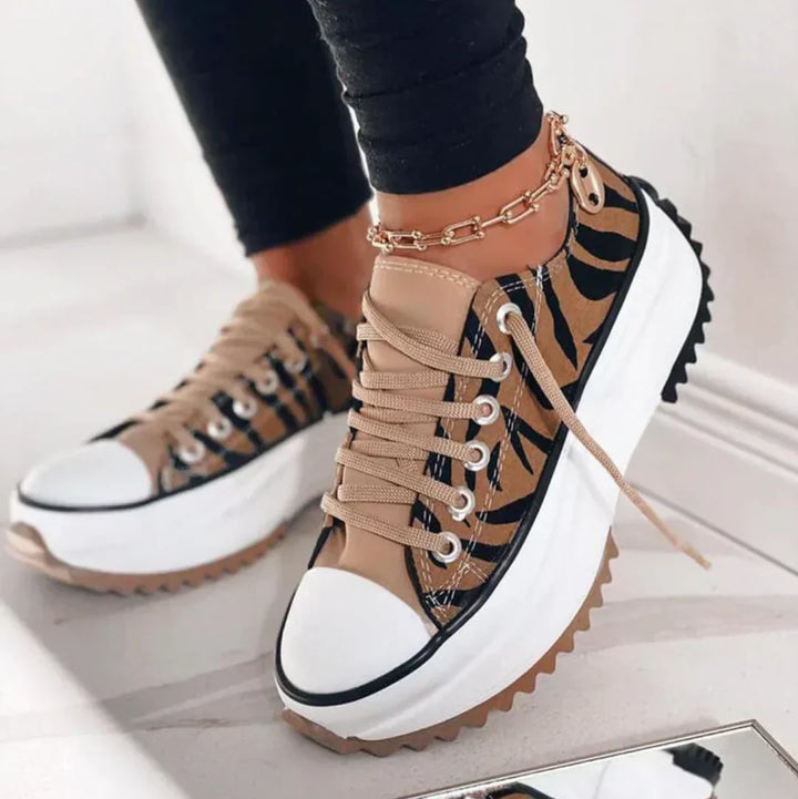 Stylish Platform Sneakers for Women - Arlette-Tiger stripes-2.5-Nora Luxe
