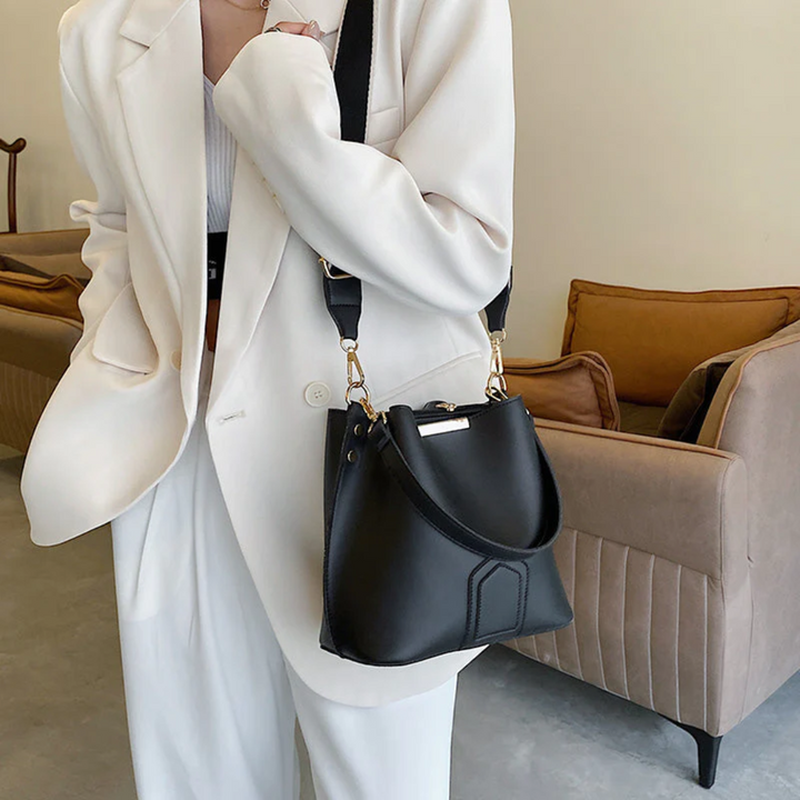 Stylish Premium Leather Shoulder Bag - BellaViva-Khaki-Nora Luxe