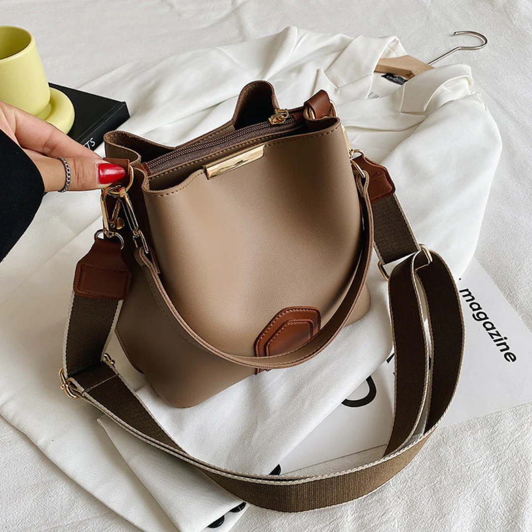 Stylish Premium Leather Shoulder Bag - BellaViva-Khaki-Nora Luxe