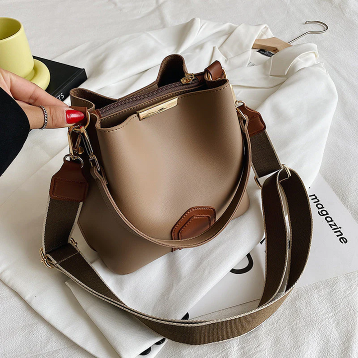 Stylish Premium Leather Shoulder Bag - BellaViva-Khaki-Nora Luxe