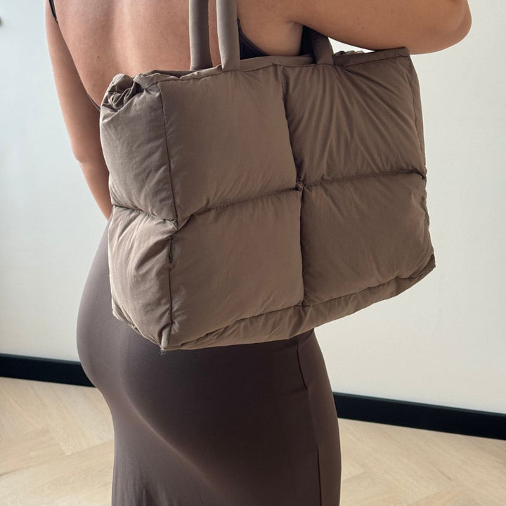 Stylish Puffer Shoulder Bag - Aurora-Brown-Nora Luxe