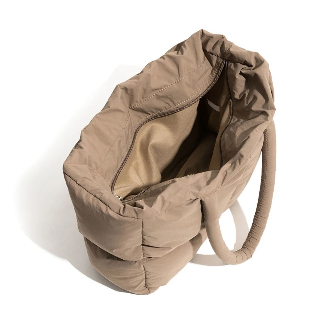 Stylish Puffer Shoulder Bag - Aurora-Brown-Nora Luxe