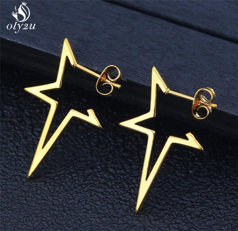 Stylish Punk Stud Earrings | Bold Fashion Statement-Gold-Nora Luxe