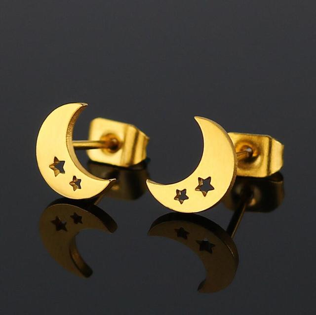 Stylish Punk Stud Earrings | Bold Fashion Statement-Moon gold-Nora Luxe